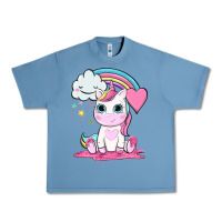 Pebble Blue cute unicorn and rainbow Urban Heavy Tee - NancyCooperArtShop