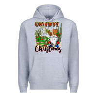 Heather Grey cowboy christmas gnome Premium Hoodie - CowGirlArtShop