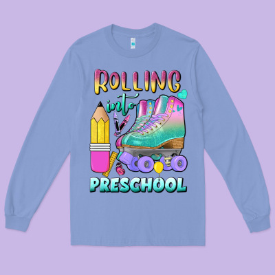 Rolling Into Preschool Long Sleeve Tee Designed By Bundleandbundleshop