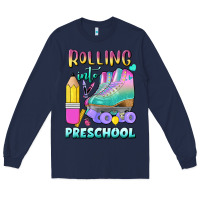 Navy rolling into preschool Long Sleeve Tee - BundleAndBundleShop
