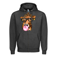 Charcoal Heather Cow Lick with Leopard Bandana Zipper Hoodie - texasbilliewilder