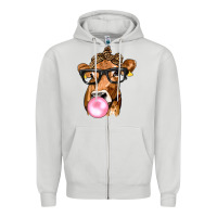 Dove Grey Cow Lick with Leopard Bandana Zipper Hoodie - texasbilliewilder