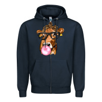 Navy Cow Lick with Leopard Bandana Zipper Hoodie - texasbilliewilder