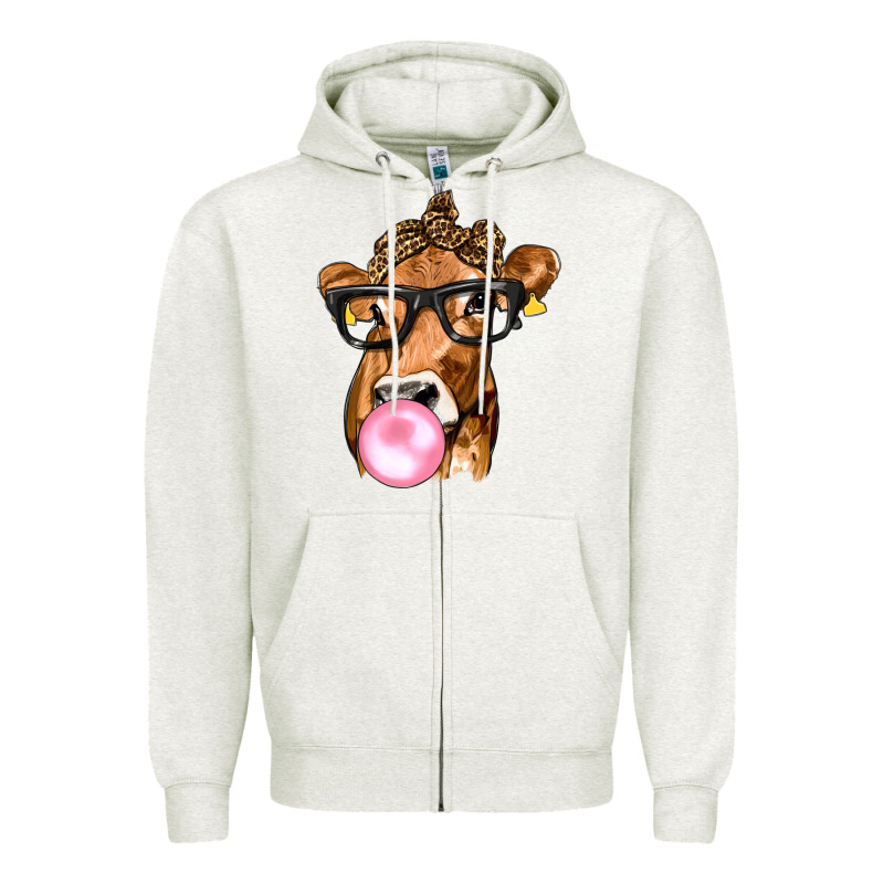 Cow Lick With Leopard Bandana Zipper Hoodie by texasbilliewilder | Teevron