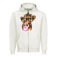 Oatmeal Heather Cow Lick with Leopard Bandana Zipper Hoodie - texasbilliewilder