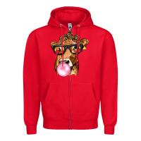 Red Cow Lick with Leopard Bandana Zipper Hoodie - texasbilliewilder