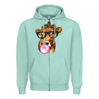 Seafoam Cow Lick with Leopard Bandana Zipper Hoodie - texasbilliewilder