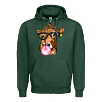 Sports Green Cow Lick with Leopard Bandana Zipper Hoodie - texasbilliewilder