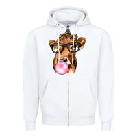 White Cow Lick with Leopard Bandana Zipper Hoodie - texasbilliewilder