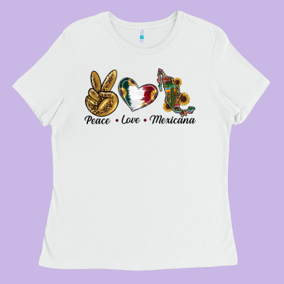 Peace Love Mexicana Ladies Tee Designed By Ranaportraitstore
