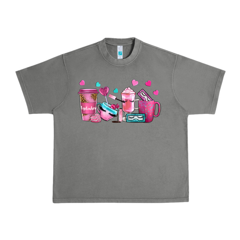 Lash Hustler With Eyelashes Coffee Cups Urban Heavy Tee by NancyCooperArtShop | Teevron