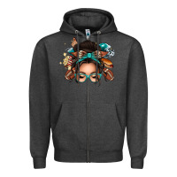 Charcoal Heather american football messy bun Zipper Hoodie - texasbilliewilder