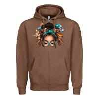Chestnut american football messy bun Zipper Hoodie - texasbilliewilder