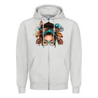 Dove Grey american football messy bun Zipper Hoodie - texasbilliewilder