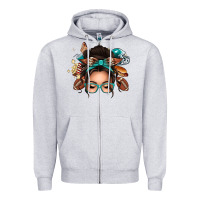 Heather Grey american football messy bun Zipper Hoodie - texasbilliewilder