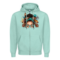 Seafoam american football messy bun Zipper Hoodie - texasbilliewilder