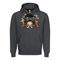 Smoke american football messy bun Zipper Hoodie - texasbilliewilder