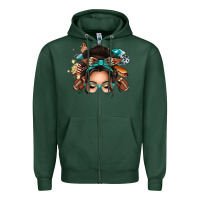 Sports Green american football messy bun Zipper Hoodie - texasbilliewilder
