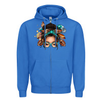 True Royal american football messy bun Zipper Hoodie - texasbilliewilder