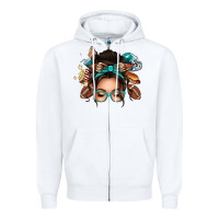 American Football Messy Bun Zipper Hoodie | Teevron