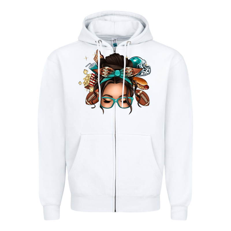 American Football Messy Bun Zipper Hoodie by texasbilliewilder | Teevron