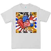 Dove Grey patriotic popsicles and sunflowers Premium Tee - BundleAndBundleShop