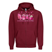 Burgundy In October We Wear Pink with Breast Cancer Coffee Zipper Hoodie - texasbilliewilder