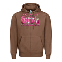 Chestnut In October We Wear Pink with Breast Cancer Coffee Zipper Hoodie - texasbilliewilder