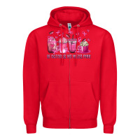 Red In October We Wear Pink with Breast Cancer Coffee Zipper Hoodie - texasbilliewilder
