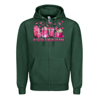 Sports Green In October We Wear Pink with Breast Cancer Coffee Zipper Hoodie - texasbilliewilder