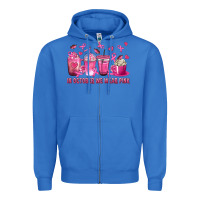 True Royal In October We Wear Pink with Breast Cancer Coffee Zipper Hoodie - texasbilliewilder