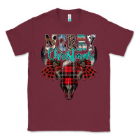 Burgundy merry christmas bull skull Classic Tee - CowhideDigitalArt