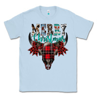 Dusty Blue merry christmas bull skull Classic Tee - CowhideDigitalArt