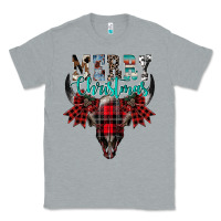 Heather Grey merry christmas bull skull Classic Tee - CowhideDigitalArt