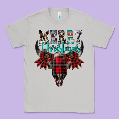 Merry Christmas Bull Skull Classic Tee Designed By Cowhidedigitalart