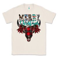 Natural merry christmas bull skull Classic Tee - CowhideDigitalArt