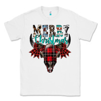 White merry christmas bull skull Classic Tee - CowhideDigitalArt