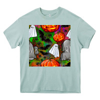 Arona halloween ghost and headstone seamless pattern Heavy Core Tee - BundleAndBundleShop