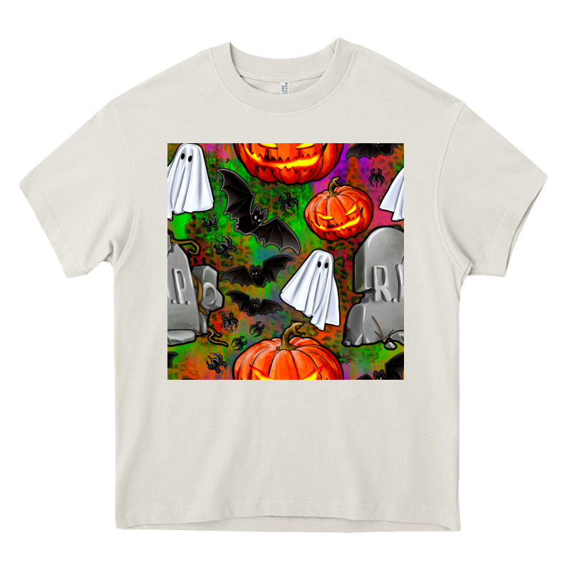 Halloween Ghost And Headstone Seamless Pattern Heavy Core Tee by BundleAndBundleShop | Teevron