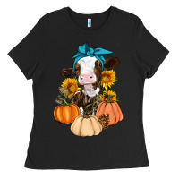 Black Cow Fall Pumpkin Ladies Tee - Artiststas