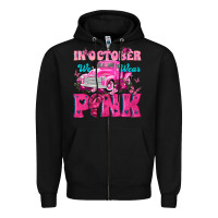 Black In October We Wear Pink Truck Zipper Hoodie - texasbilliewilder