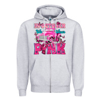 Heather Grey In October We Wear Pink Truck Zipper Hoodie - texasbilliewilder