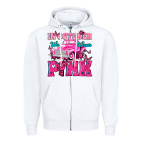 White In October We Wear Pink Truck Zipper Hoodie - texasbilliewilder