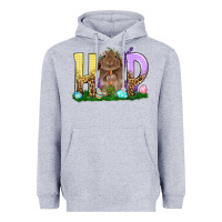 Heather Grey Hop Rabbit Easter Day Heavyweight Hoodie - HowdyJamesFarm