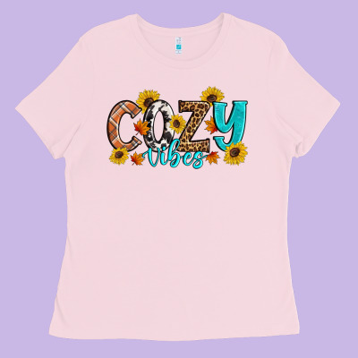 Cozy Vibes Fall Sunflowers Ladies Tee Designed By Artiststas