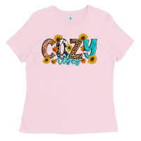 Bubblegum Pink Cozy Vibes Fall Sunflowers Ladies Tee - Artiststas