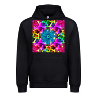 Black neon cowhide with flower seamless pattern Urban Hoodie - BundleAndBundleShop