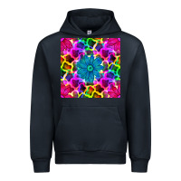 Navy neon cowhide with flower seamless pattern Urban Hoodie - BundleAndBundleShop