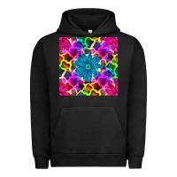 Pigment Black neon cowhide with flower seamless pattern Urban Hoodie - BundleAndBundleShop