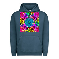Pigment Midnight Navy neon cowhide with flower seamless pattern Urban Hoodie - BundleAndBundleShop